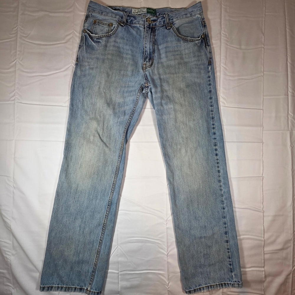 Aeropostale Essex Straight Leg Jeans Mens 33x34 Light Wash Denim 100% Cotton